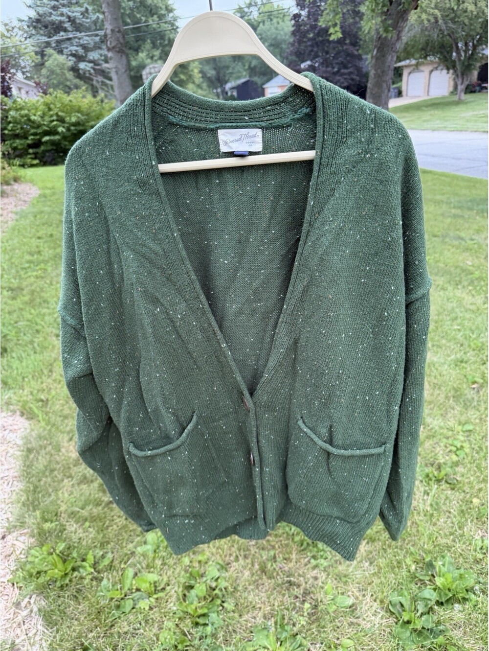 Universal Thread Forest Green Vintage Style Pocket Front Button Cardigan Size M